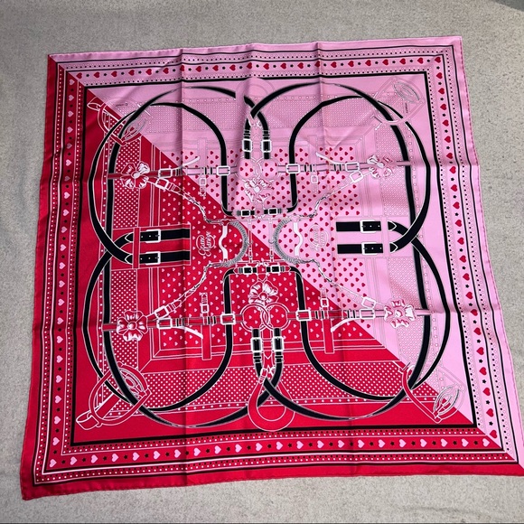 Hermes Accessories - Hermes Silk Grand Manege Cut Bandana Love Scarf